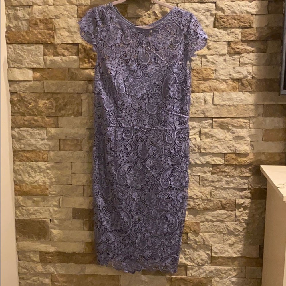 Grey lace shift dress